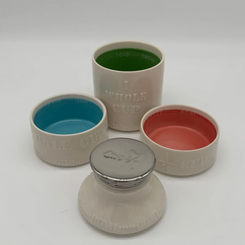 M Costa Ceramic Milk Bottle Measuring Cups Set 4 Pc Teal Threshold Style